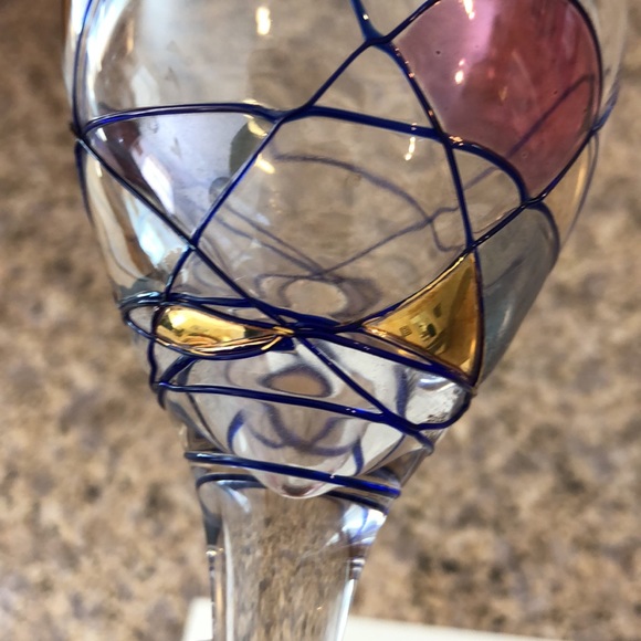 The Milano Collection 1 Single Glass Color Swirl with Gold - Picture 9 of 11